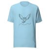 Unisex t-shirt Simplicity in Flight: Owl Line Drawing - Radiant Art of Radiant Group