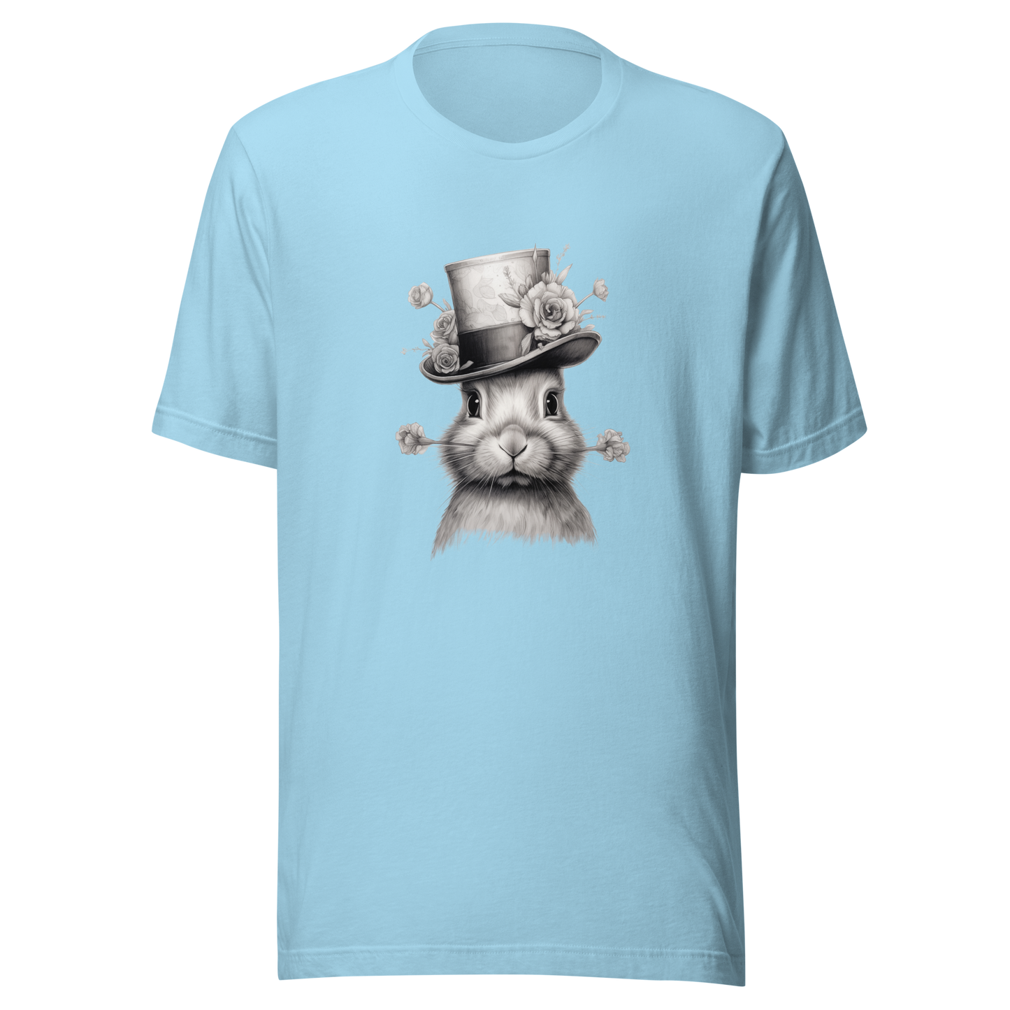 Unisex t-shirt Top Hat Bunny: Floral Finesse