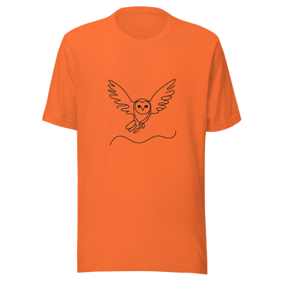 Unisex t-shirt Simplicity in Flight: Owl Line Drawing - Radiant Art of Radiant Group