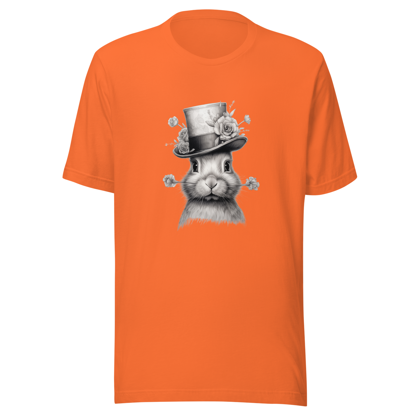 Unisex t-shirt Top Hat Bunny: Floral Finesse