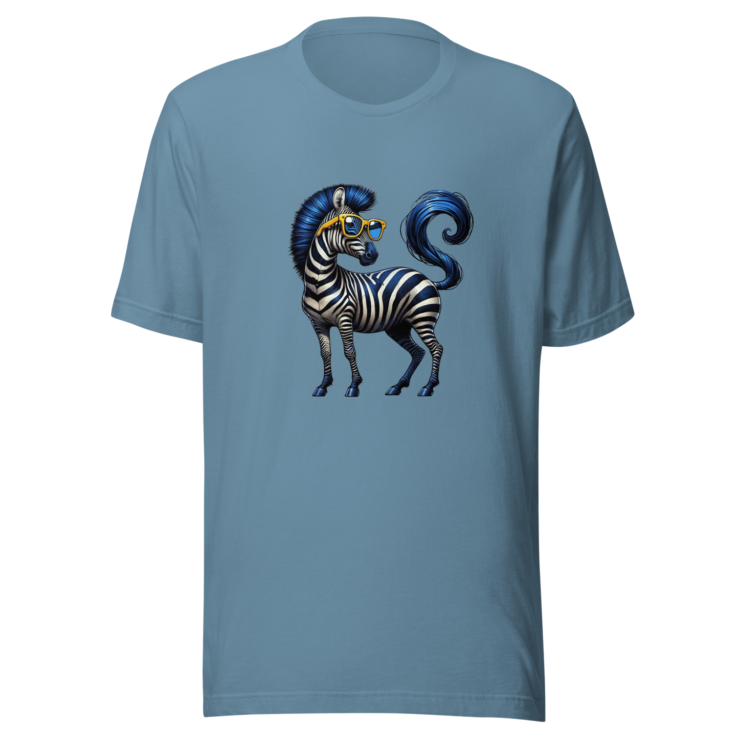 Unisex t-shirt with blue zebra