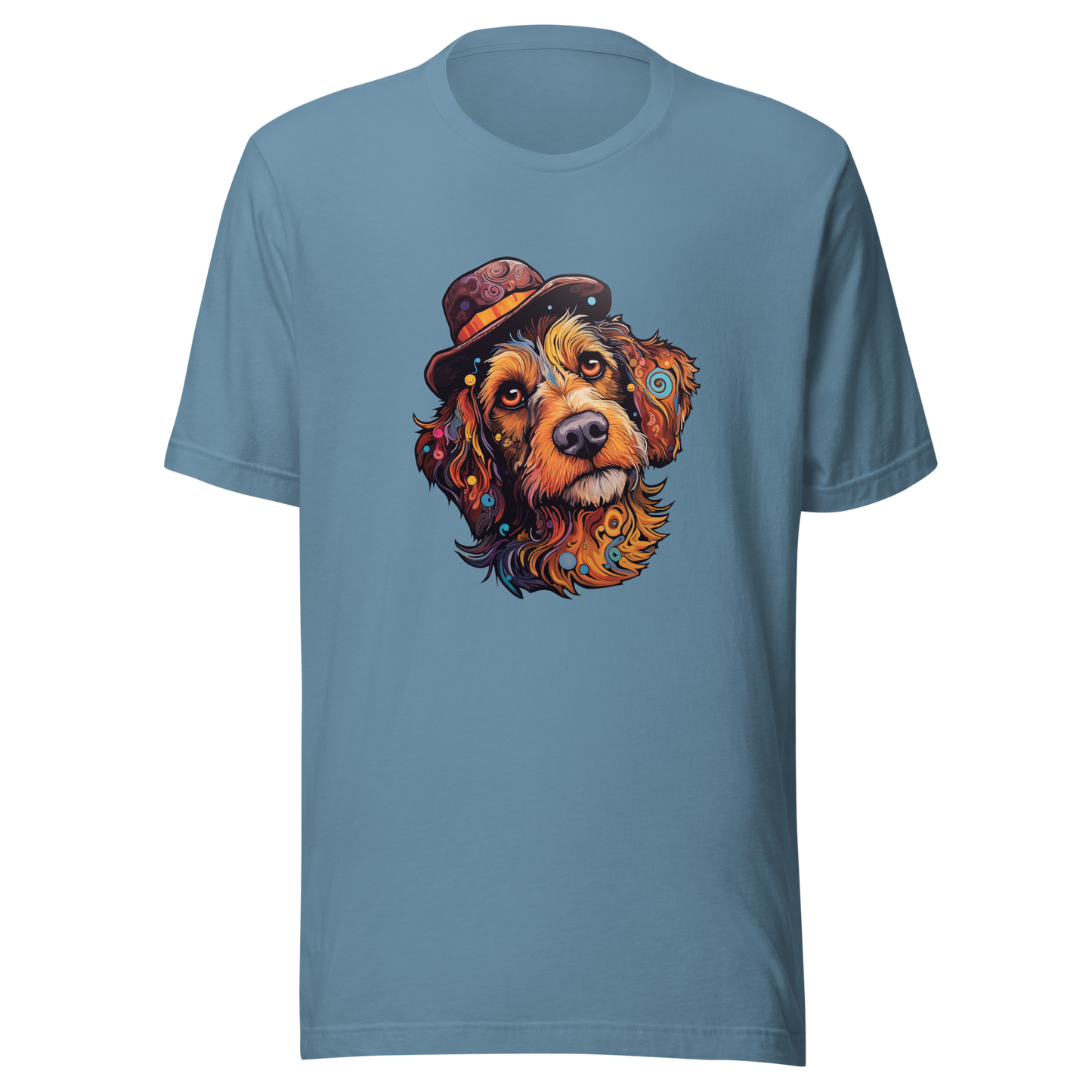 Unisex t-shirt "Bohemian Bowler: Artistic Dog with Hat"