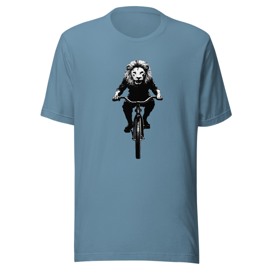Unisex t-shirt "Lion on the bicycle"