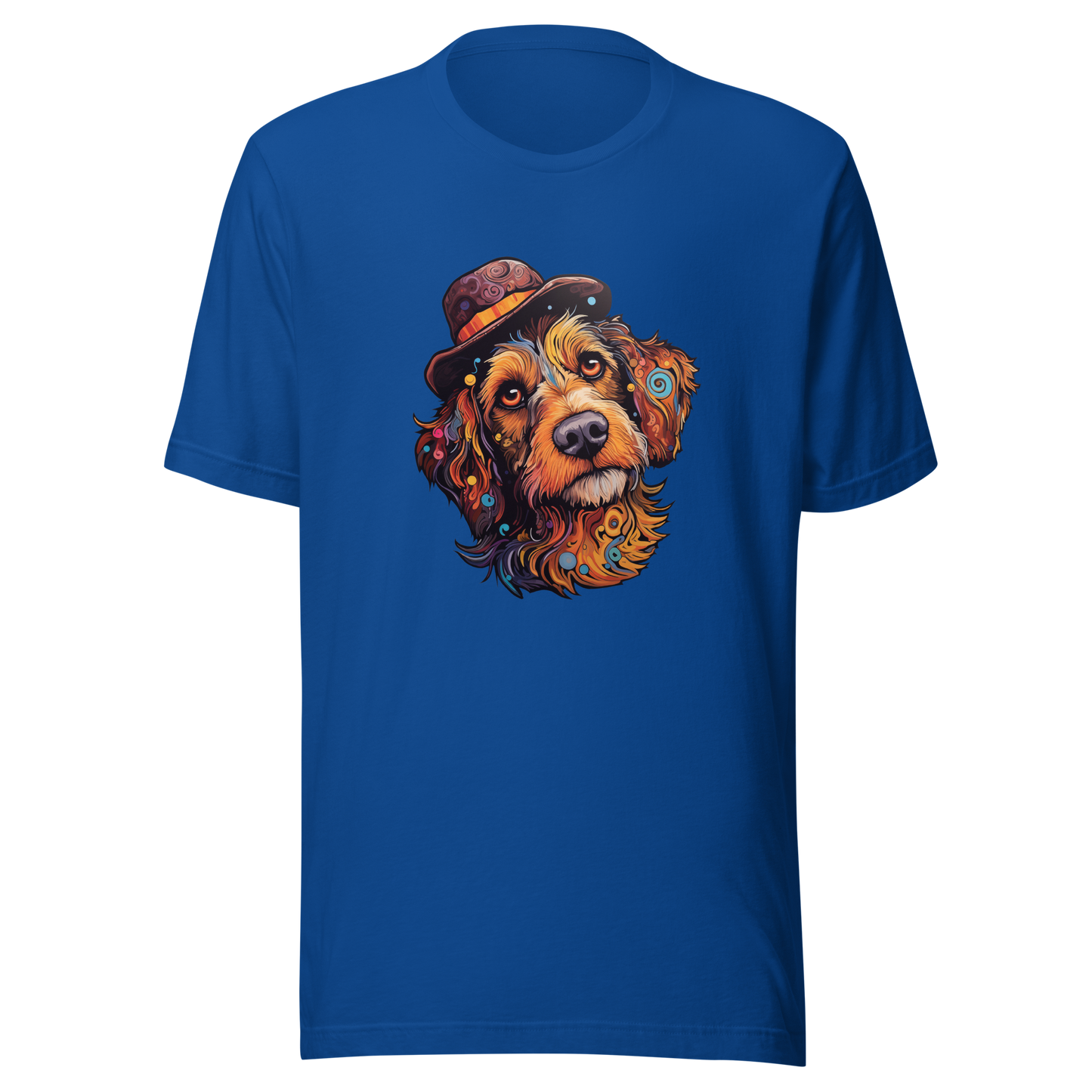 Unisex t-shirt "Bohemian Bowler: Artistic Dog with Hat"