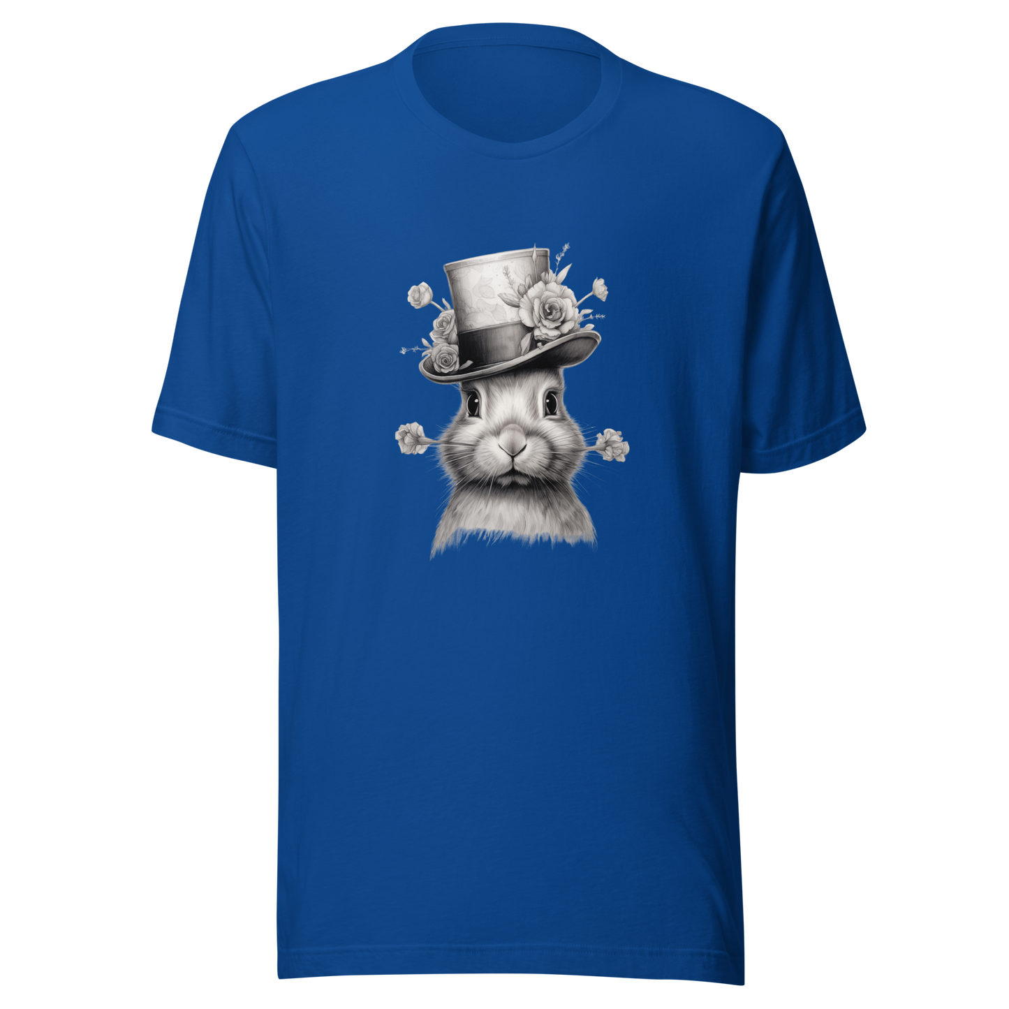 Unisex t-shirt Top Hat Bunny: Floral Finesse