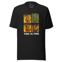 Vintage black This is fine everything is fine dog on fire meme humor graphic tee - this is fine dog meme shirt gift