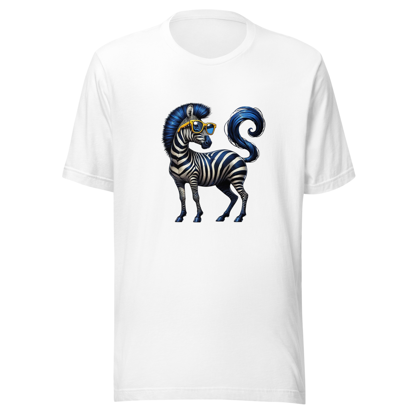 Unisex t-shirt with blue zebra