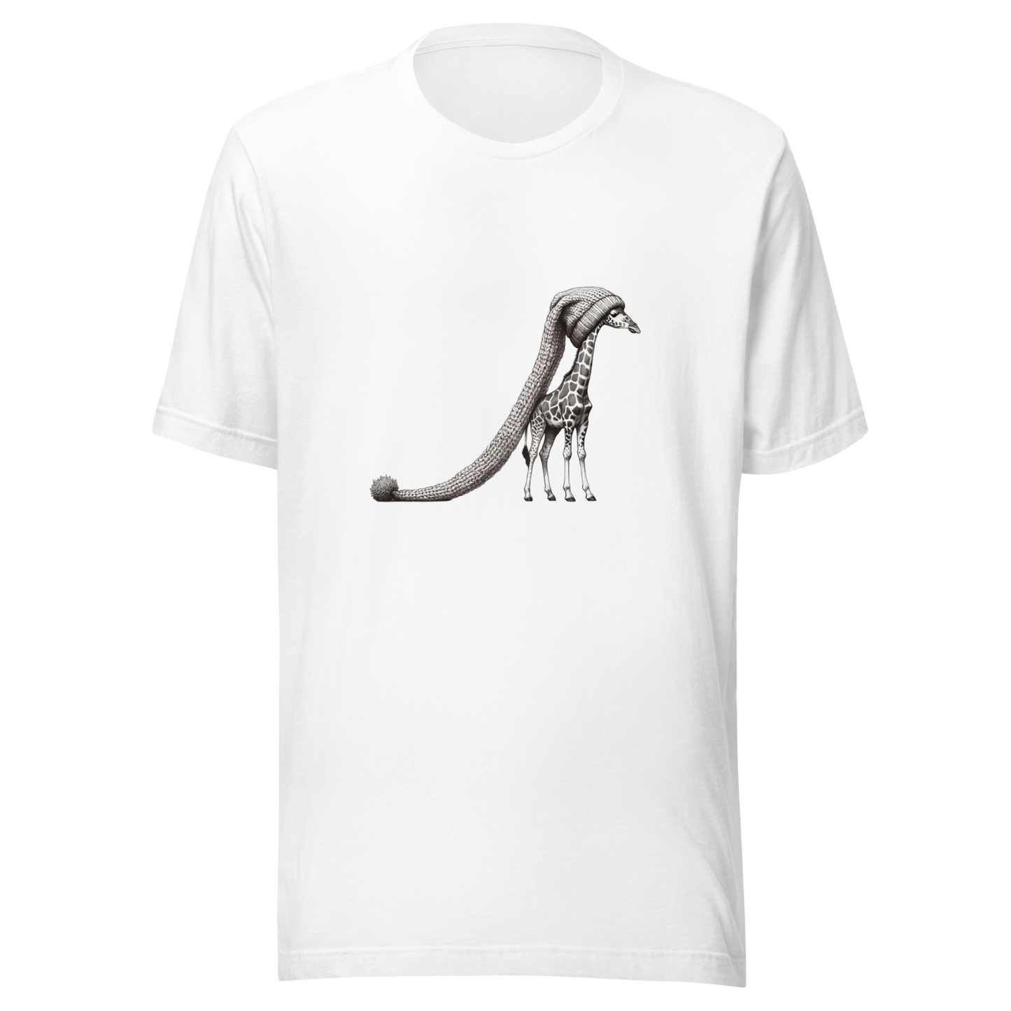 "Giraffe in the World's Longest Hat" Whimsical Graphic Unisex T-Shirt