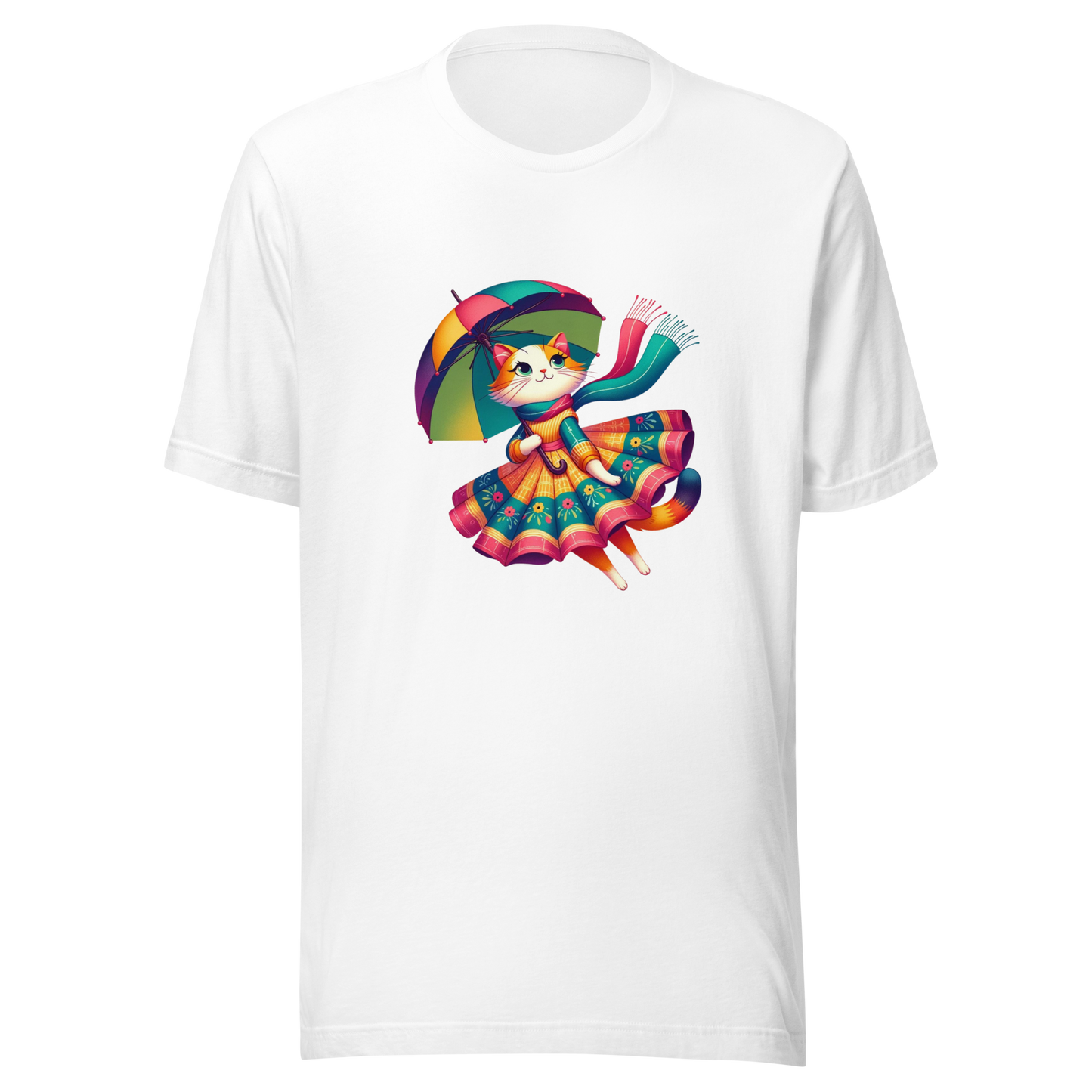 "Rainbow Whiskers: Cat in Tutu with Umbrella" Graphic Unisex T-Shirt
