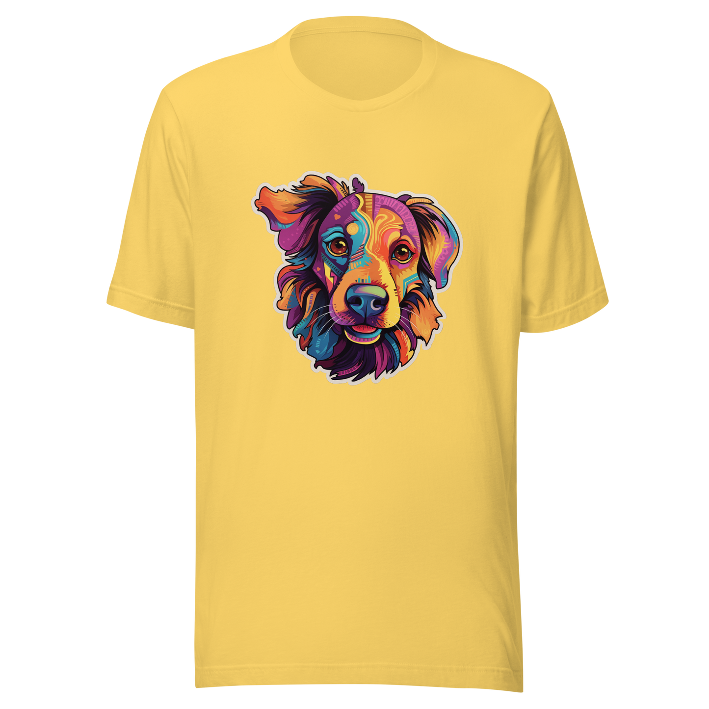 Unisex t-shirt "Vivid Pooch: Artistic Colorburst Dog Portrait"