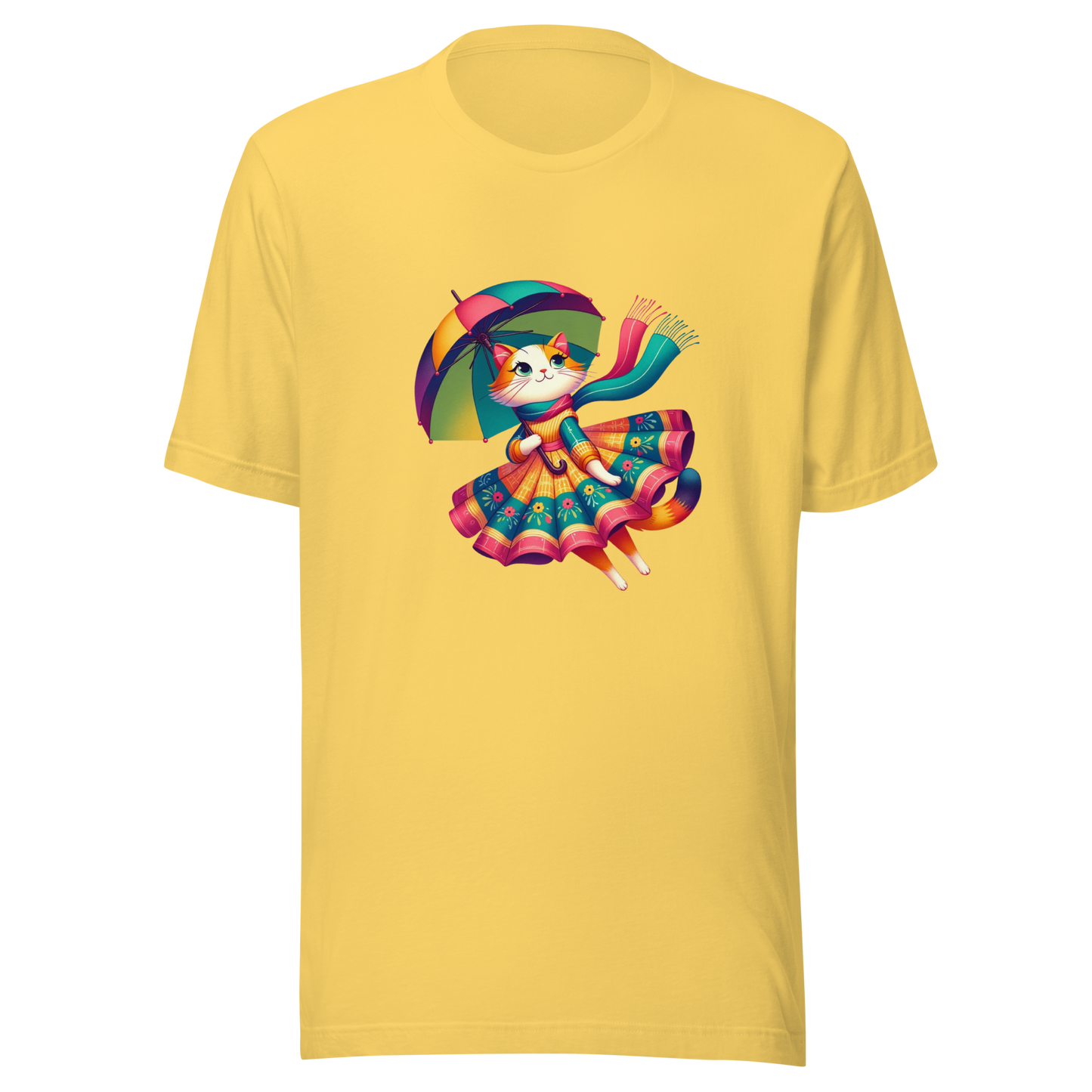 "Rainbow Whiskers: Cat in Tutu with Umbrella" Graphic Unisex T-Shirt