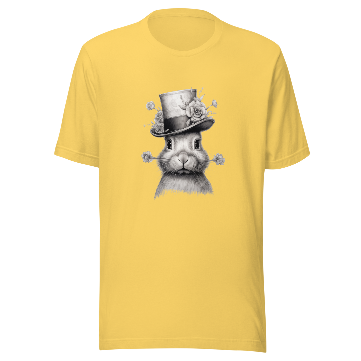 Unisex t-shirt Top Hat Bunny: Floral Finesse