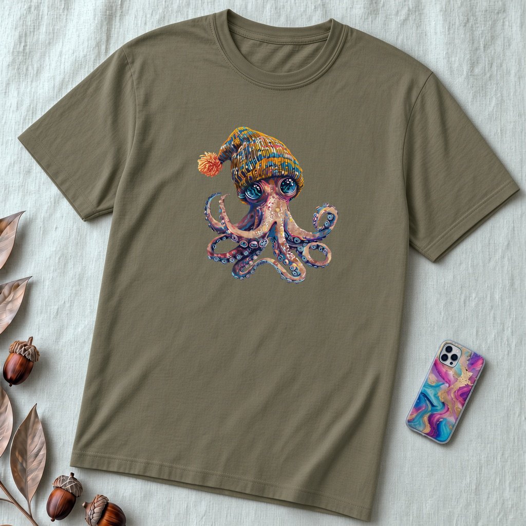 Unisex t-shirt coolest octopus - Army unfolded t-shirt mockup