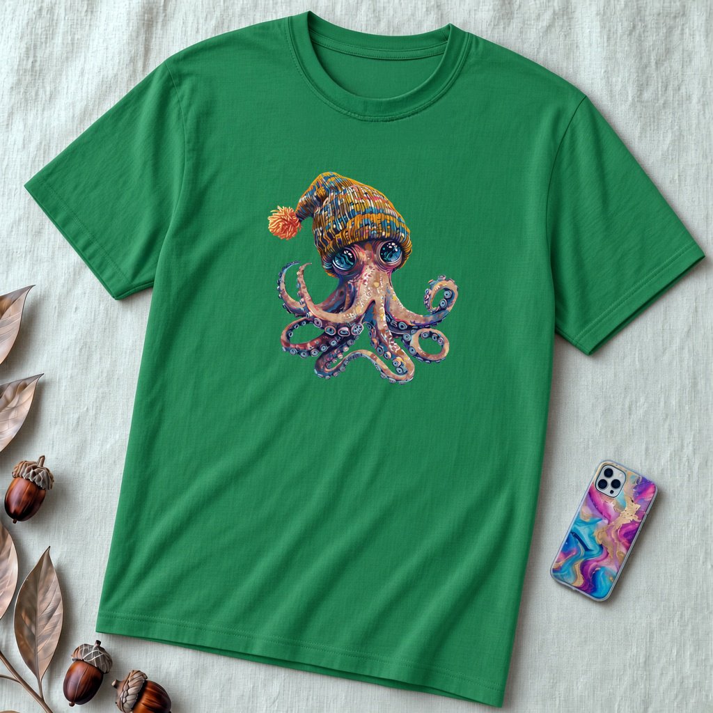 Unisex t-shirt coolest octopus - Kelly unfolded t-shirt mockup