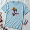 Unisex t-shirt coolest octopus - Ocean Blue unfolded t-shirt mockup