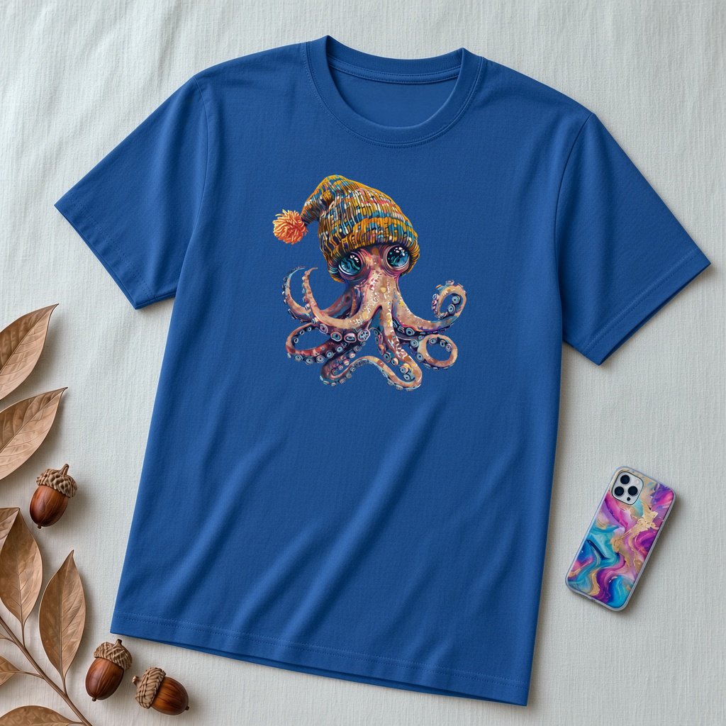 Unisex t-shirt coolest octopus - True Royal unfolded t-shirt mockup