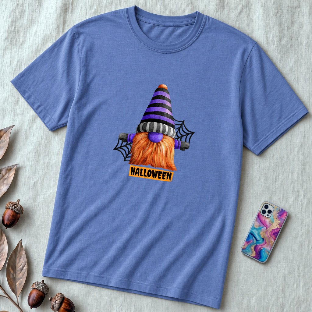 Unisex t-shirt "Gnome for Halloween" - Heather True Royal unfolded t-shirt mockup