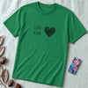 Unisex t-shirt Heart Love Shirt – Hebrew & English Tee for Valentine’s Day, Unique Couples Gift, אהבה - Kelly unfolded t-shirt mockup
