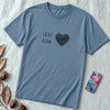 Unisex t-shirt Heart Love Shirt – Hebrew & English Tee for Valentine’s Day, Unique Couples Gift, אהבה - Steel Blue unfolded t-shirt mockup