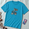 Unisex t-shirt "Mermaid on a bicycle" - Aqua unfolded t-shirt mockup