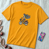 Unisex t-shirt "Mermaid on a bicycle" - Gold unfolded t-shirt mockup