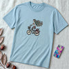 Unisex t-shirt "Mermaid on a bicycle" - Ocean Blue unfolded t-shirt mockup
