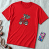 Unisex t-shirt "Mermaid on a bicycle" - Red unfolded t-shirt mockup