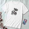 Unisex t-shirt "Mermaid on a bicycle" - White unfolded t-shirt mockup