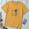 Unisex t-shirt "Skeleton Flower Power" - Mustard unfolded t-shirt mockup