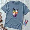 Unisex t-shirt "Spirits in Every Sip" - Steel Blue unfolded t-shirt mockup