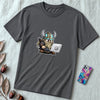 Unisex t-shirt with viking humor programmer: Valhalla Debugging Squad - Asphalt unfolded t-shirt mockup