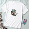 Unisex t-shirt with viking humor programmer: Valhalla Debugging Squad - White unfolded t-shirt mockup
