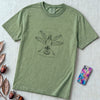 Vitruvian Pigeon T-Shirt, Leonardo Da Vinci Inspired Graphic - Light Green unfolded t-shirt mockup