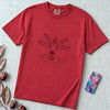 Vitruvian Pigeon T-Shirt, Leonardo Da Vinci Inspired Graphic - Red unfolded t-shirt mockup