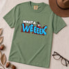 What A WEEEEK Coffee Roller Coaster T-Shirt - Light Green unfolded t-shirt mockup