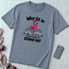 Why Fit In If You’re Born To Stand Out, Flamingo T-Shirt - Blue Jean unfolded t-shirt mockup
