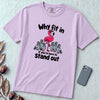 Why Fit In If You’re Born To Stand Out, Flamingo T-Shirt - Orchid unfolded t-shirt mockup