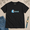 Youth Frozen Snowman Chomp Christmas T-Shirt - Black unfolded t-shirt mockup