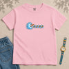 Youth Frozen Snowman Chomp Christmas T-Shirt - Blossom unfolded t-shirt mockup