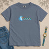 Youth Frozen Snowman Chomp Christmas T-Shirt - Blue Jean unfolded t-shirt mockup