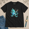Youth Octopus Guitar T-Shirt - Black unfolded t-shirt mockup