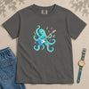 Youth Octopus Guitar T-Shirt - Pepper unfolded t-shirt mockup