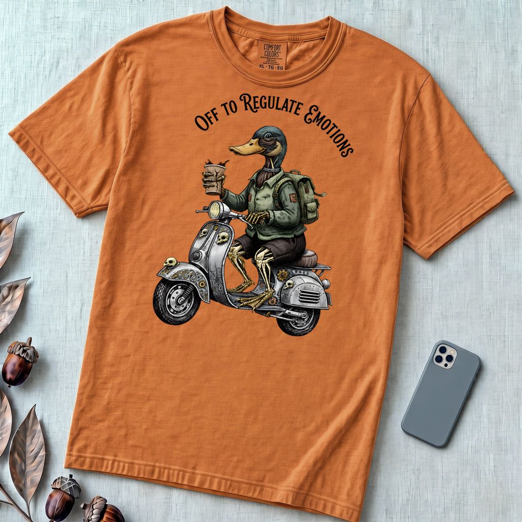 Zombie Duck Regulating Emotions T-Shirt - Yam unfolded t-shirt mockup