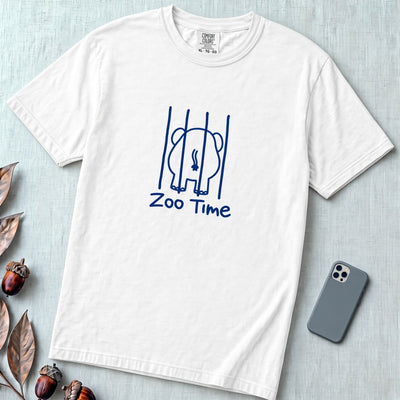 Zoo Time Elephant T-Shirt,  Funny Elephant Butt Tee - White unfolded t-shirt mockup