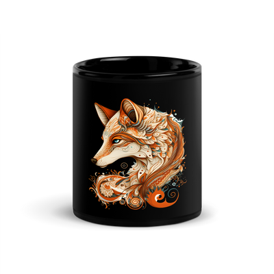 Black Glossy Mug with fox - Radiant Art of Radiant Group