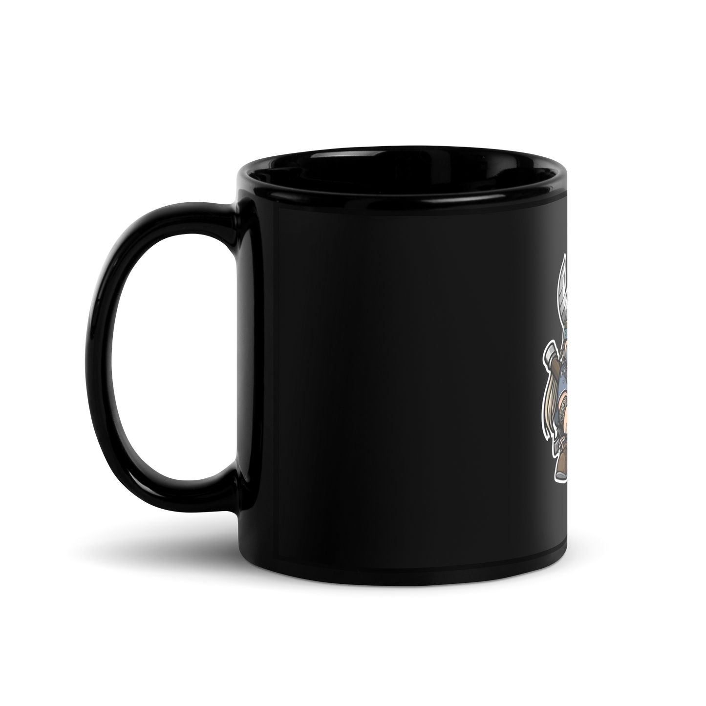 Black Glossy Mug with viking-programmer, software engineer