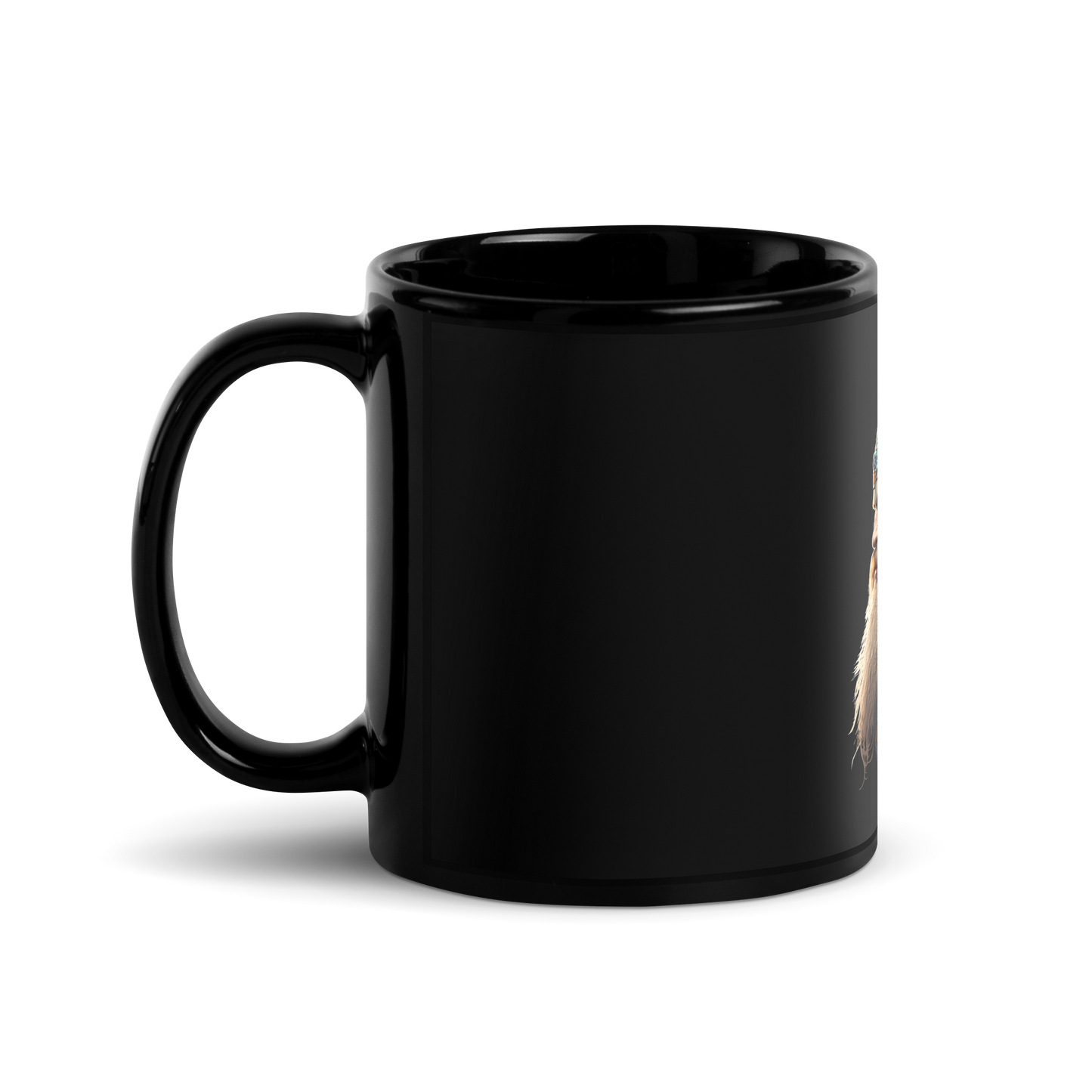 Black Glossy Mug with viking