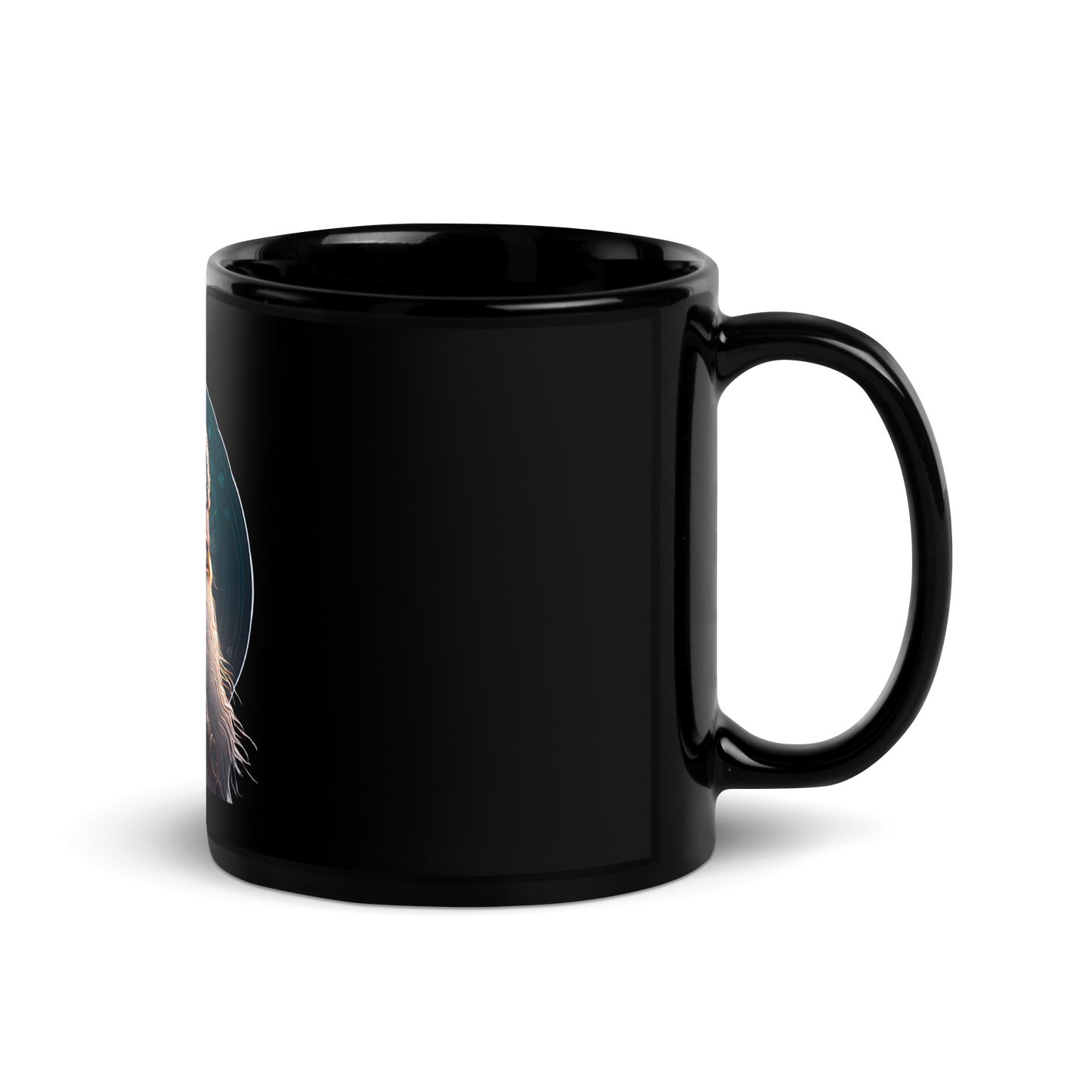Black Glossy Mug with viking