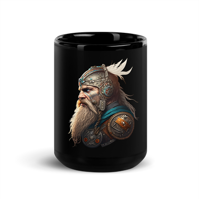 Black Glossy Mug with viking - Radiant Art of Radiant Group
