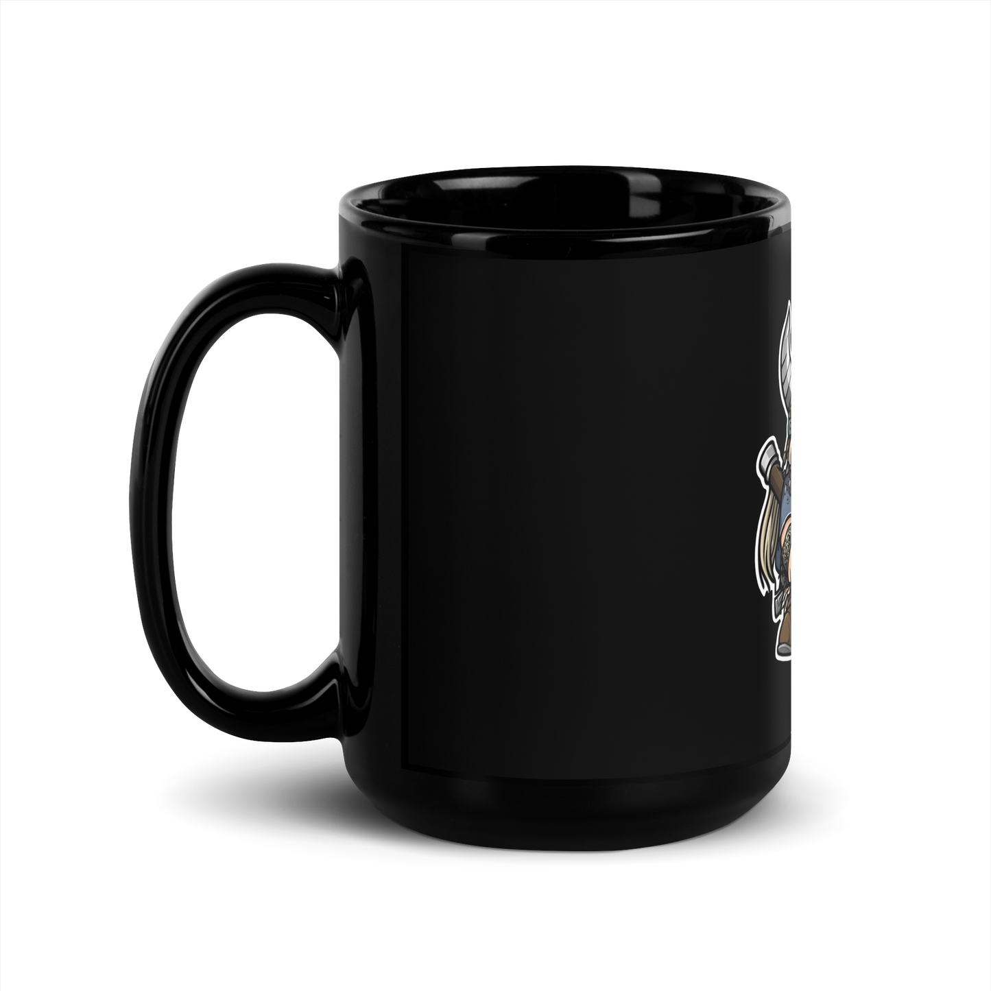 Black Glossy Mug with viking-programmer, software engineer